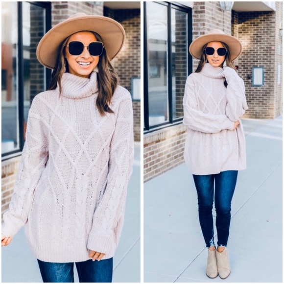 Vanilla chunky knit high neck sweater - Picture 1 of 9